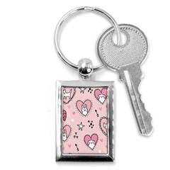 Cartoon-cute-valentines-day-doodle-heart-love-flower-seamless-pattern-vector Key Chain (rectangle) by Jancukart