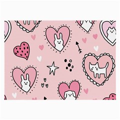 Cartoon-cute-valentines-day-doodle-heart-love-flower-seamless-pattern-vector Large Glasses Cloth