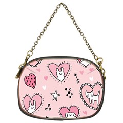 Cartoon-cute-valentines-day-doodle-heart-love-flower-seamless-pattern-vector Chain Purse (one Side)