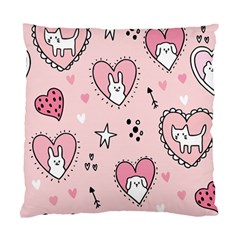 Cartoon-cute-valentines-day-doodle-heart-love-flower-seamless-pattern-vector Standard Cushion Case (one Side)