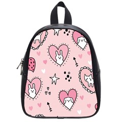 Cartoon-cute-valentines-day-doodle-heart-love-flower-seamless-pattern-vector School Bag (small) by Jancukart