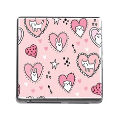 Cartoon-cute-valentines-day-doodle-heart-love-flower-seamless-pattern-vector Memory Card Reader (square 5 Slot)