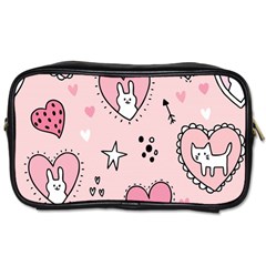 Cartoon-cute-valentines-day-doodle-heart-love-flower-seamless-pattern-vector Toiletries Bag (one Side)