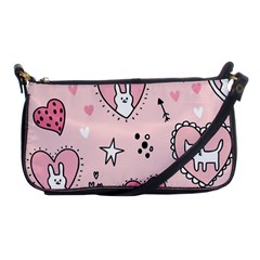 Cartoon-cute-valentines-day-doodle-heart-love-flower-seamless-pattern-vector Shoulder Clutch Bag