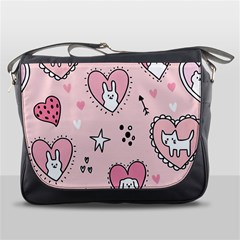 Cartoon-cute-valentines-day-doodle-heart-love-flower-seamless-pattern-vector Messenger Bag by Jancukart