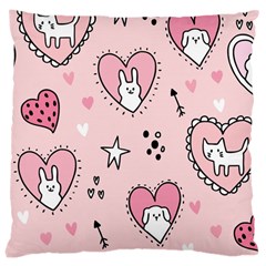 Cartoon-cute-valentines-day-doodle-heart-love-flower-seamless-pattern-vector Large Cushion Case (one Side)