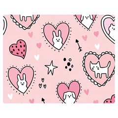 Cartoon-cute-valentines-day-doodle-heart-love-flower-seamless-pattern-vector Double Sided Flano Blanket (medium) 