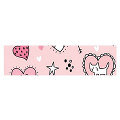 Cartoon-cute-valentines-day-doodle-heart-love-flower-seamless-pattern-vector Oblong Satin Scarf (16  X 60 )