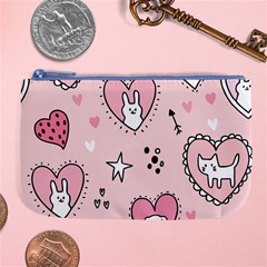 Cartoon-cute-valentines-day-doodle-heart-love-flower-seamless-pattern-vector Large Coin Purse