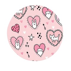 Cartoon-cute-valentines-day-doodle-heart-love-flower-seamless-pattern-vector Mini Round Pill Box by Jancukart