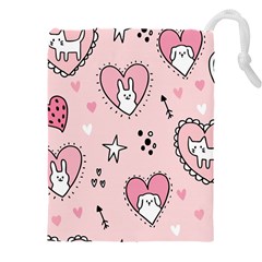 Cartoon-cute-valentines-day-doodle-heart-love-flower-seamless-pattern-vector Drawstring Pouch (5xl) by Jancukart