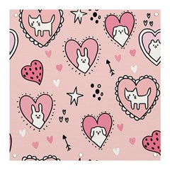 Cartoon-cute-valentines-day-doodle-heart-love-flower-seamless-pattern-vector Banner And Sign 3  X 3  by Jancukart