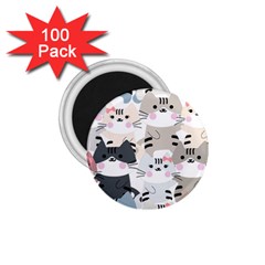 Cute-cat-couple-seamless-pattern-cartoon 1 75  Magnets (100 Pack) 