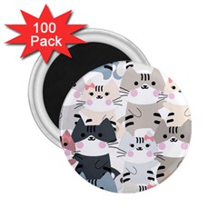 Cute-cat-couple-seamless-pattern-cartoon 2 25  Magnets (100 Pack) 