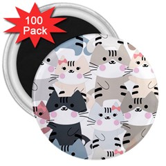 Cute-cat-couple-seamless-pattern-cartoon 3  Magnets (100 Pack)