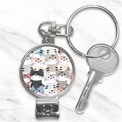 Cute-cat-couple-seamless-pattern-cartoon Nail Clippers Key Chain