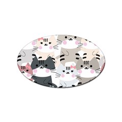 Cute-cat-couple-seamless-pattern-cartoon Sticker (oval) by Jancukart