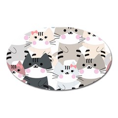 Cute-cat-couple-seamless-pattern-cartoon Oval Magnet