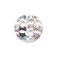 Cute-cat-couple-seamless-pattern-cartoon Golf Ball Marker (4 Pack)