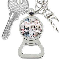 Cute-cat-couple-seamless-pattern-cartoon Bottle Opener Key Chain