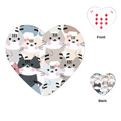 Cute-cat-couple-seamless-pattern-cartoon Playing Cards Single Design (heart)