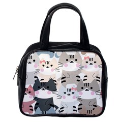 Cute-cat-couple-seamless-pattern-cartoon Classic Handbag (one Side)