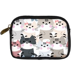 Cute-cat-couple-seamless-pattern-cartoon Digital Camera Leather Case