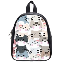 Cute-cat-couple-seamless-pattern-cartoon School Bag (small) by Jancukart