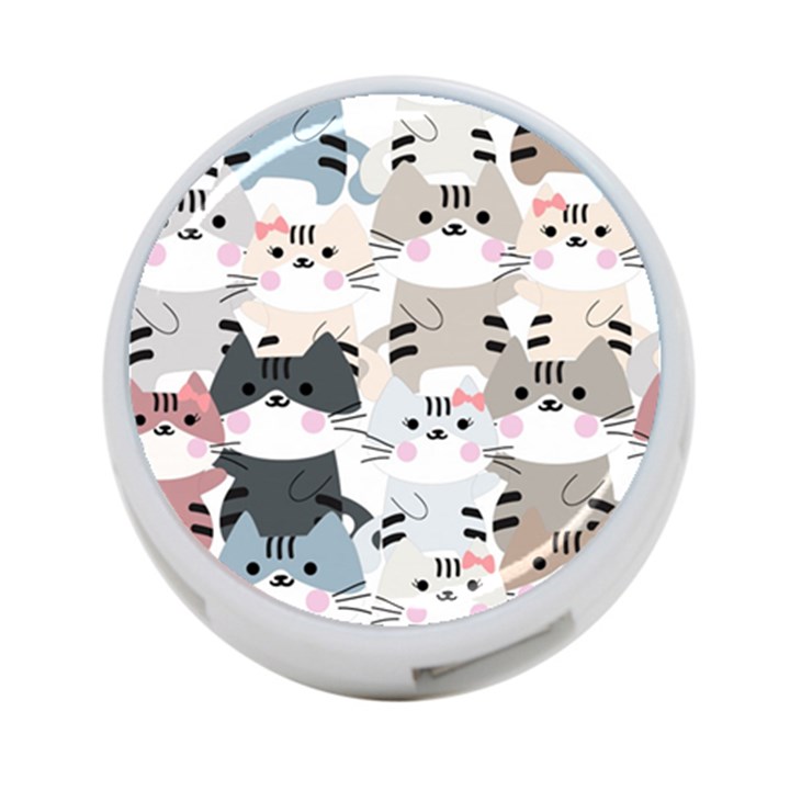 Cute-cat-couple-seamless-pattern-cartoon 4-Port USB Hub (Two Sides)