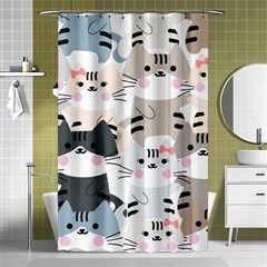 Cute-cat-couple-seamless-pattern-cartoon Shower Curtain 48  X 72  (small)  by Jancukart