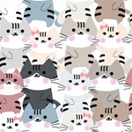 Cute-cat-couple-seamless-pattern-cartoon Play Mat (Square) Front