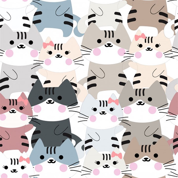 Cute-cat-couple-seamless-pattern-cartoon Play Mat (Square)