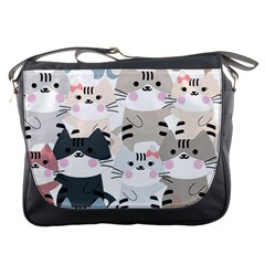 Cute-cat-couple-seamless-pattern-cartoon Messenger Bag by Jancukart