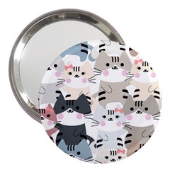 Cute-cat-couple-seamless-pattern-cartoon 3  Handbag Mirrors by Jancukart