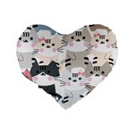 Cute-cat-couple-seamless-pattern-cartoon Standard 16  Premium Heart Shape Cushions Back