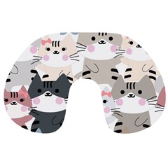 Cute-cat-couple-seamless-pattern-cartoon Travel Neck Pillow