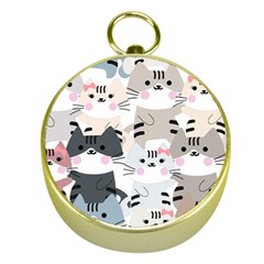 Cute-cat-couple-seamless-pattern-cartoon Gold Compasses