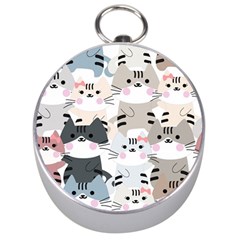 Cute-cat-couple-seamless-pattern-cartoon Silver Compasses