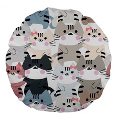 Cute-cat-couple-seamless-pattern-cartoon Large 18  Premium Flano Round Cushions