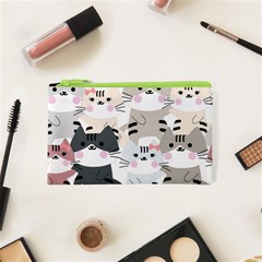 Cute-cat-couple-seamless-pattern-cartoon Cosmetic Bag (xs) by Jancukart