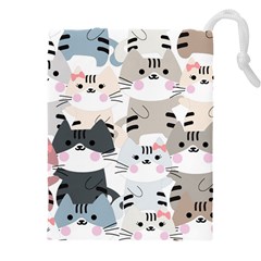 Cute-cat-couple-seamless-pattern-cartoon Drawstring Pouch (4xl) by Jancukart