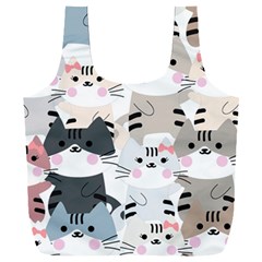 Cute-cat-couple-seamless-pattern-cartoon Full Print Recycle Bag (xxxl) by Jancukart