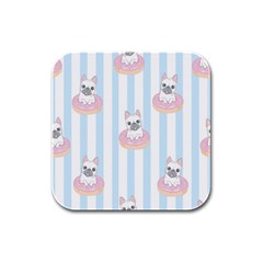 French-bulldog-dog-seamless-pattern Rubber Square Coaster (4 Pack) by Jancukart