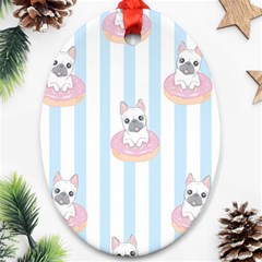 French-bulldog-dog-seamless-pattern Oval Ornament (two Sides) by Jancukart