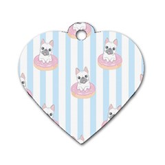 French-bulldog-dog-seamless-pattern Dog Tag Heart (one Side)