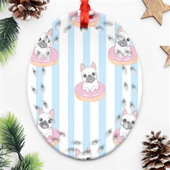 French-bulldog-dog-seamless-pattern Ornament (oval Filigree)