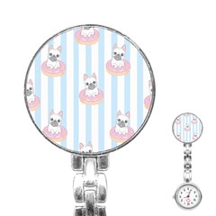 French-bulldog-dog-seamless-pattern Stainless Steel Nurses Watch by Jancukart