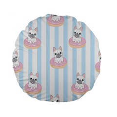 French-bulldog-dog-seamless-pattern Standard 15  Premium Flano Round Cushions