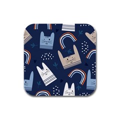 Colorful-cute-cats-seamless-pattern Rubber Square Coaster (4 Pack)