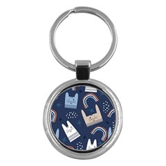 Colorful-cute-cats-seamless-pattern Key Chain (round)